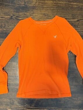 American Eagle Outfitters Orange Long Sleeve Thermal Tee